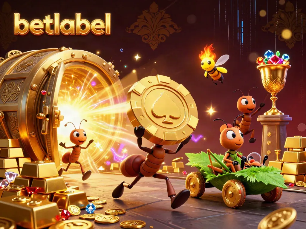 Engage with betlabel's thrilling casino experience capturing a 3D cartoon heist scene.