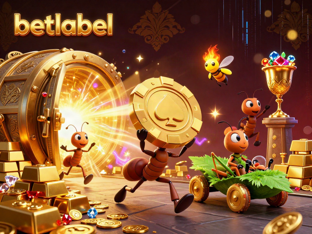 Engage with betlabel's thrilling casino experience capturing a 3D cartoon heist scene.