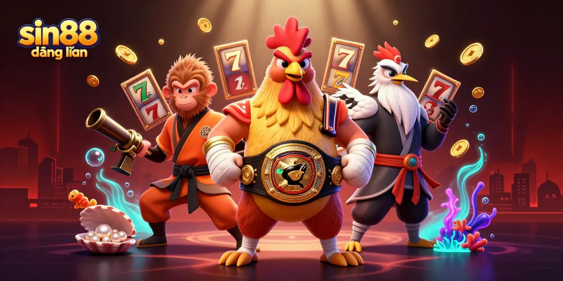 Experience thrilling sin88 đăng nhập with a dynamic 3D illustration featuring vibrant casino elements.