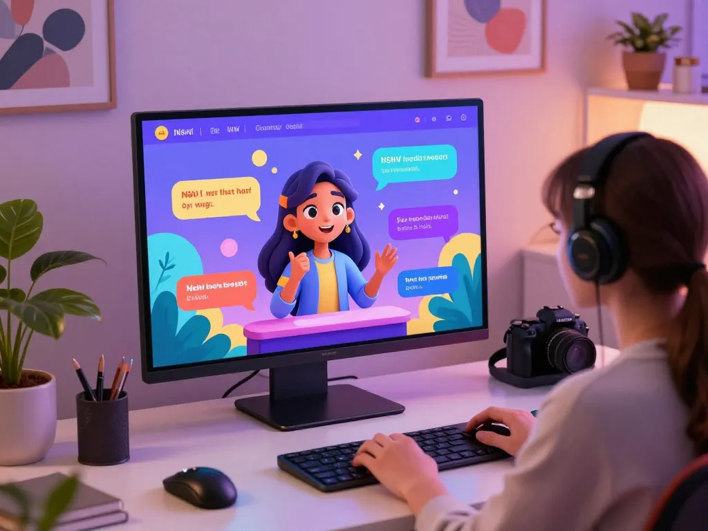 Dynamic scene of engaging character ai nsfw chat on a modern device, showcasing playful interactions.