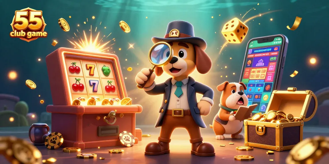 Join the action in the 55 club game with dynamic characters uncovering clues and treasures in a vibrant casino setting.