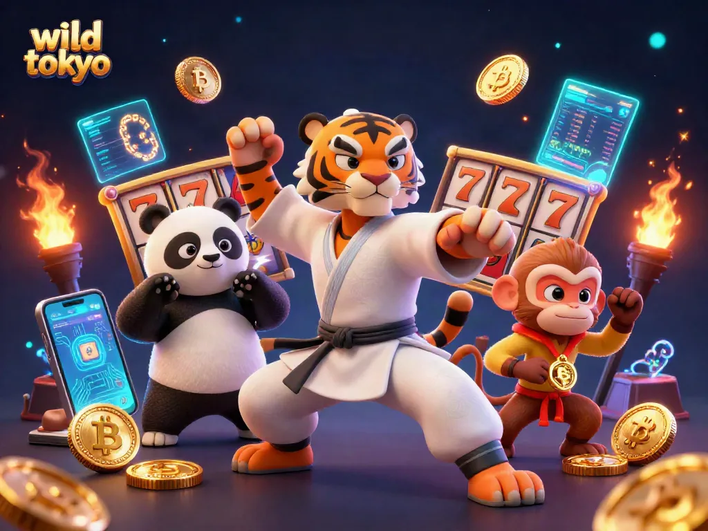 Experience the excitement of wild tokyo casino with engaging slot reels and vibrant characters.
