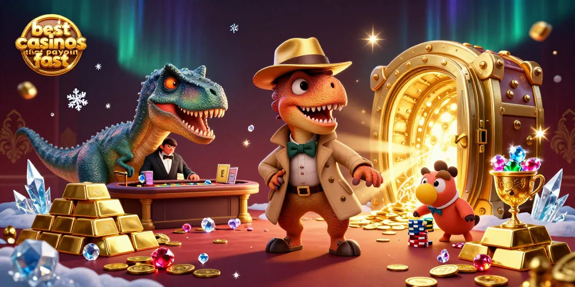 Experience thrilling action at the best online casinos that payout fast with cartoon dinosaur characters.